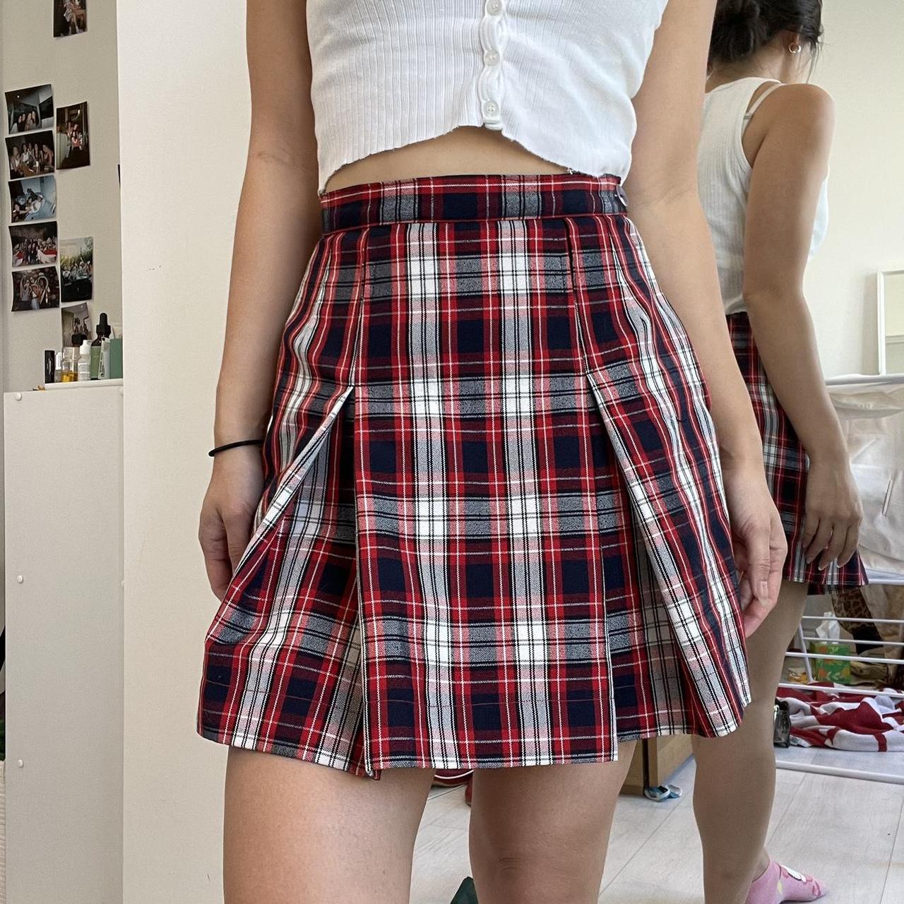 Vintage Plaid Mini Skirt, Vintage pleated mini