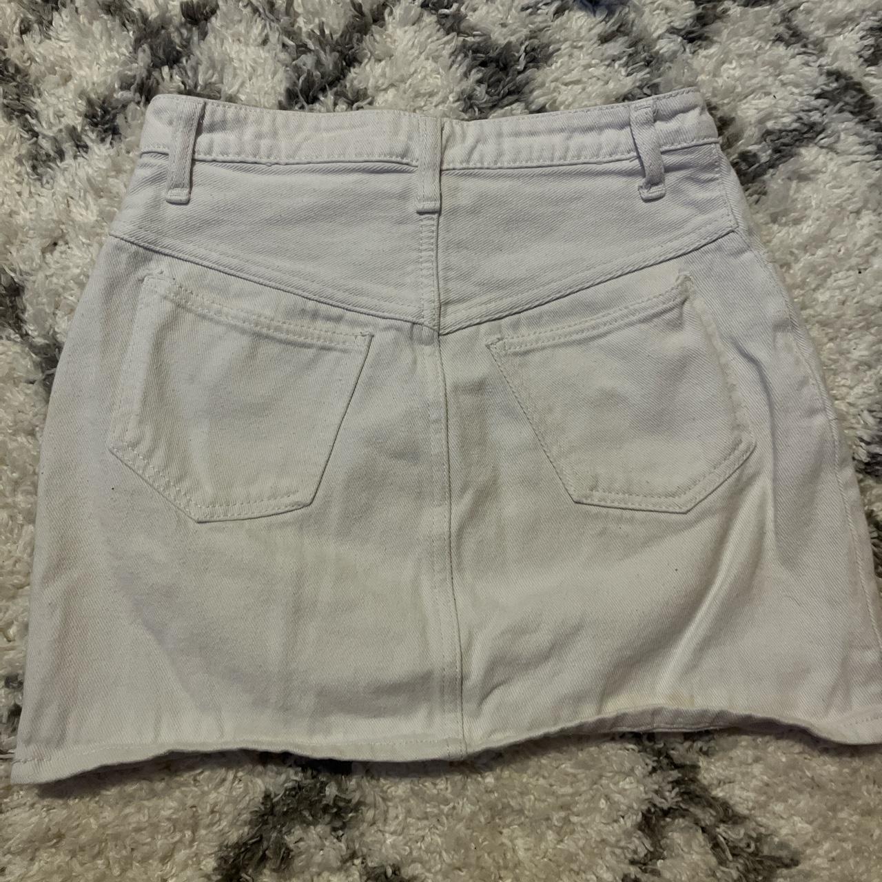 J. Galt/Brandy Melville White Denim Mini Skirt Size... Depop