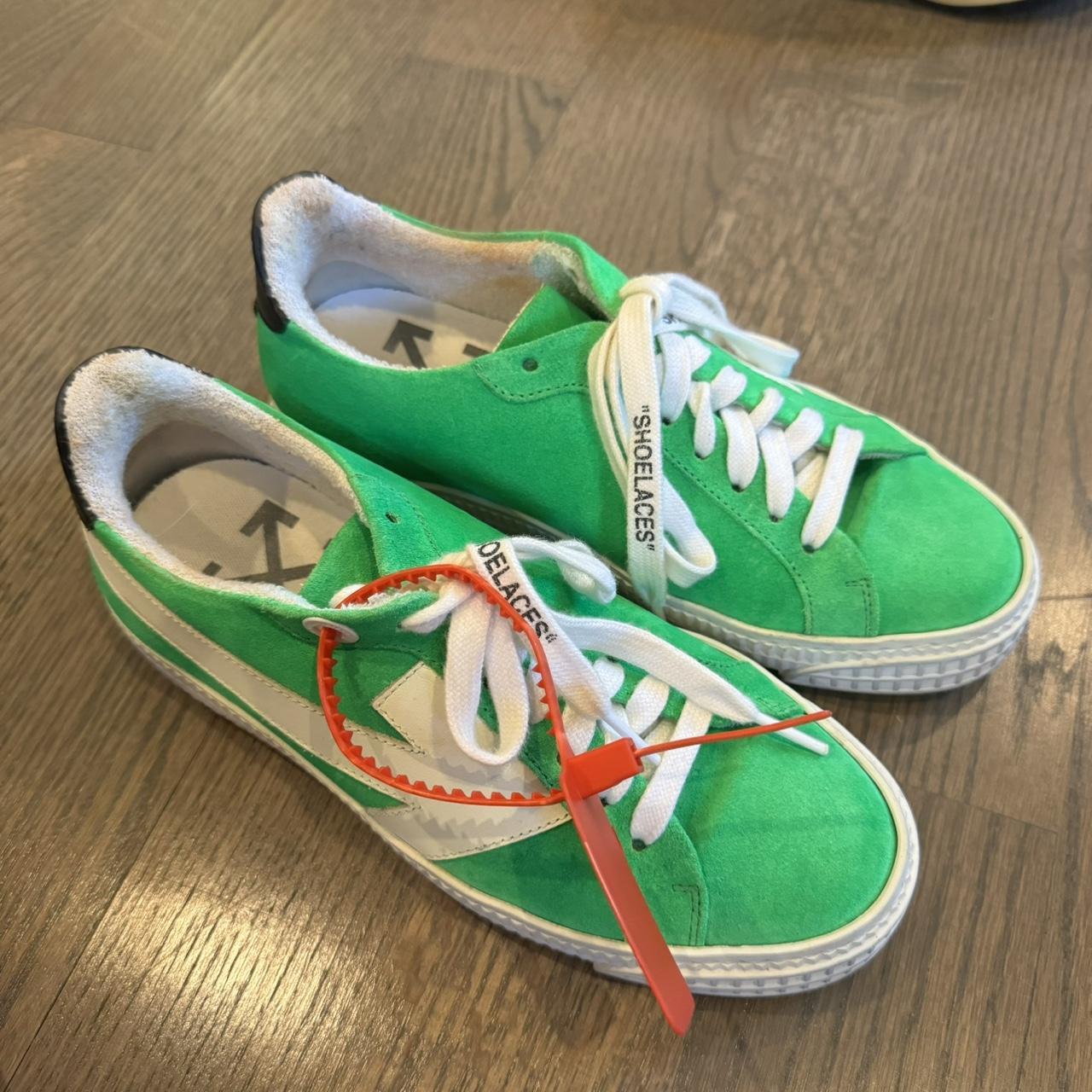 Off White C O Virgil Abloh Neon Green Suede Sneaker. Depop