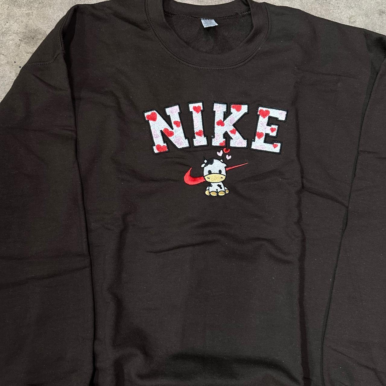 Nike embroidered Cow with Hearts Sweatshirt 8 oz.,... - Depop