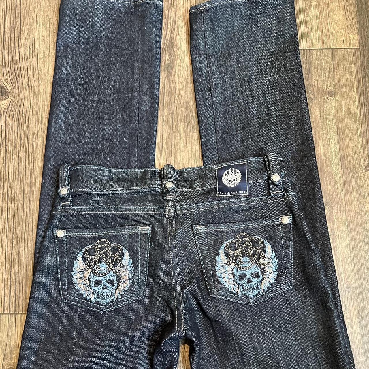 Rock and Republic Men's Navy and Silver Jeans | Depop