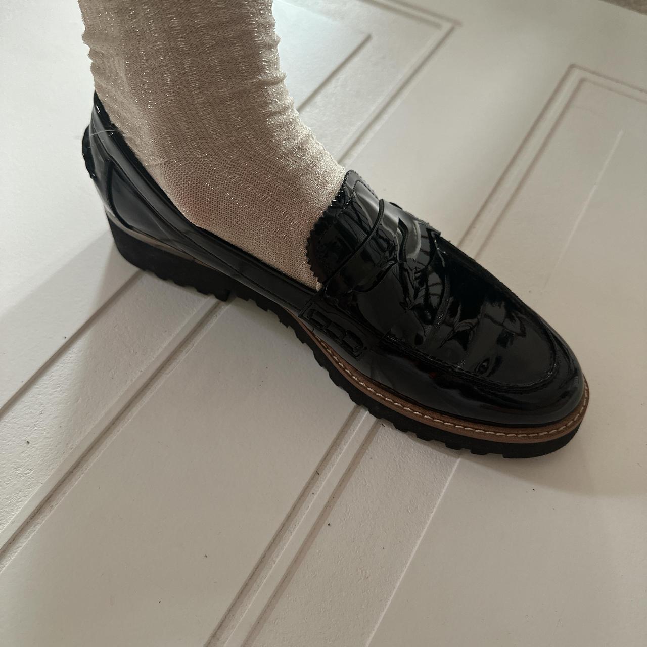 Franco Sarto black leather loafers price is firm,... Depop