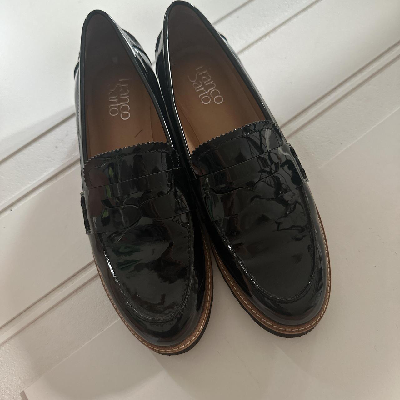 Franco Sarto black leather loafers price is firm,... Depop