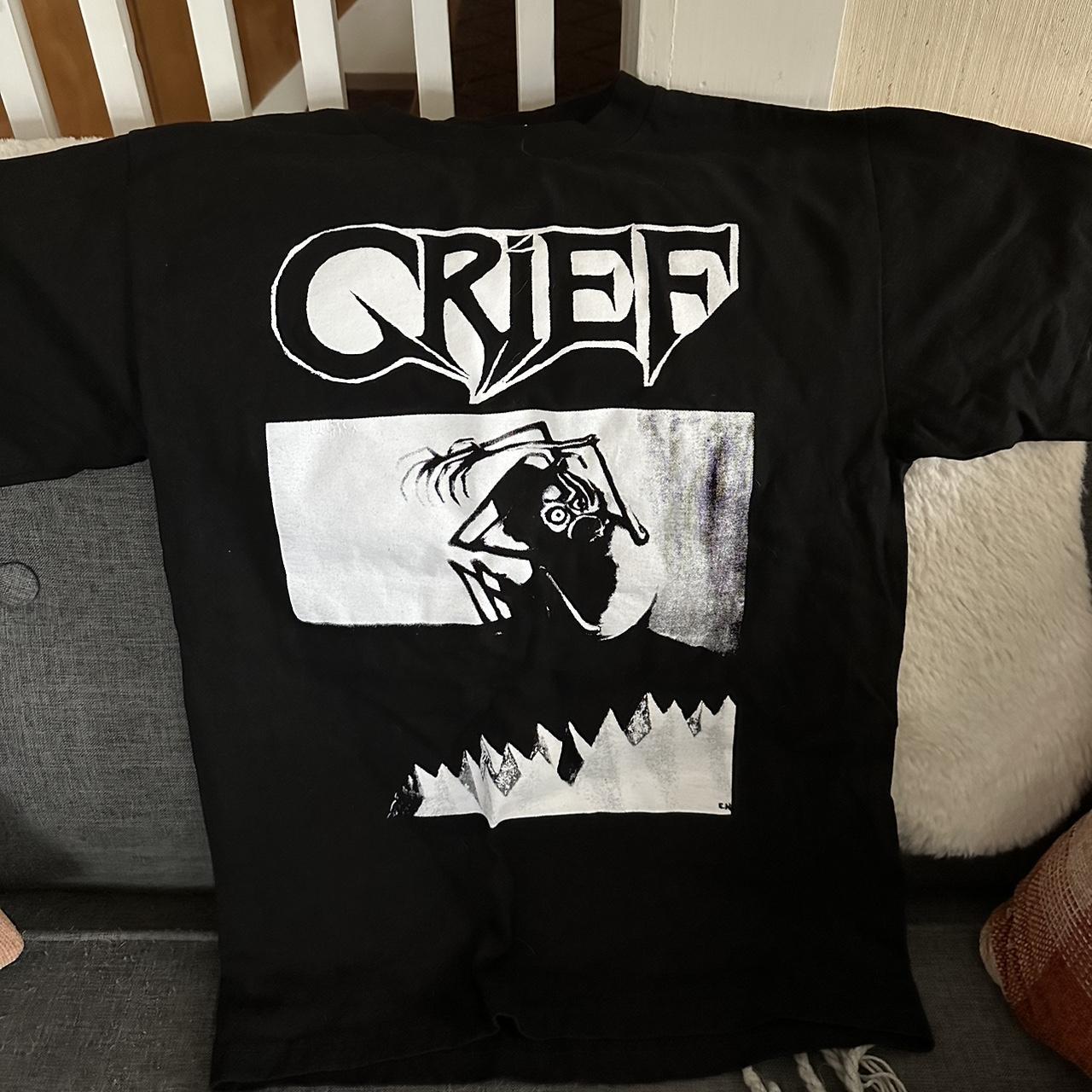 Grief band tee, Medium, white on black. Is your... - Depop