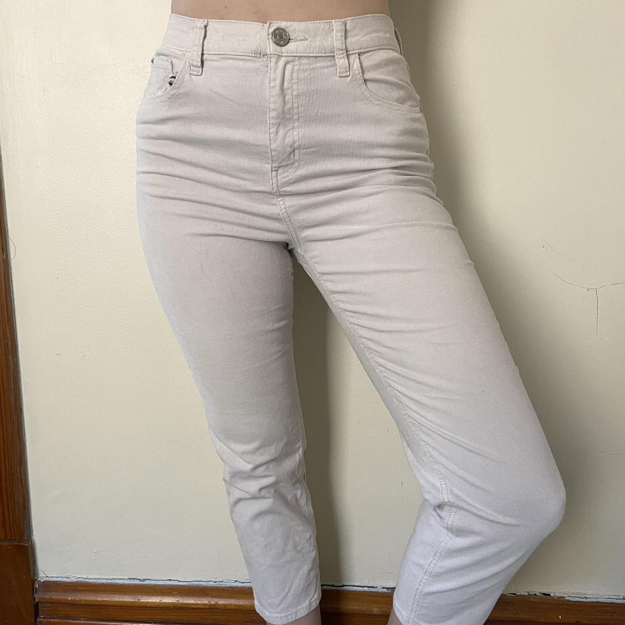 White corduroy BDG high waist pants. Slight crop at... - Depop