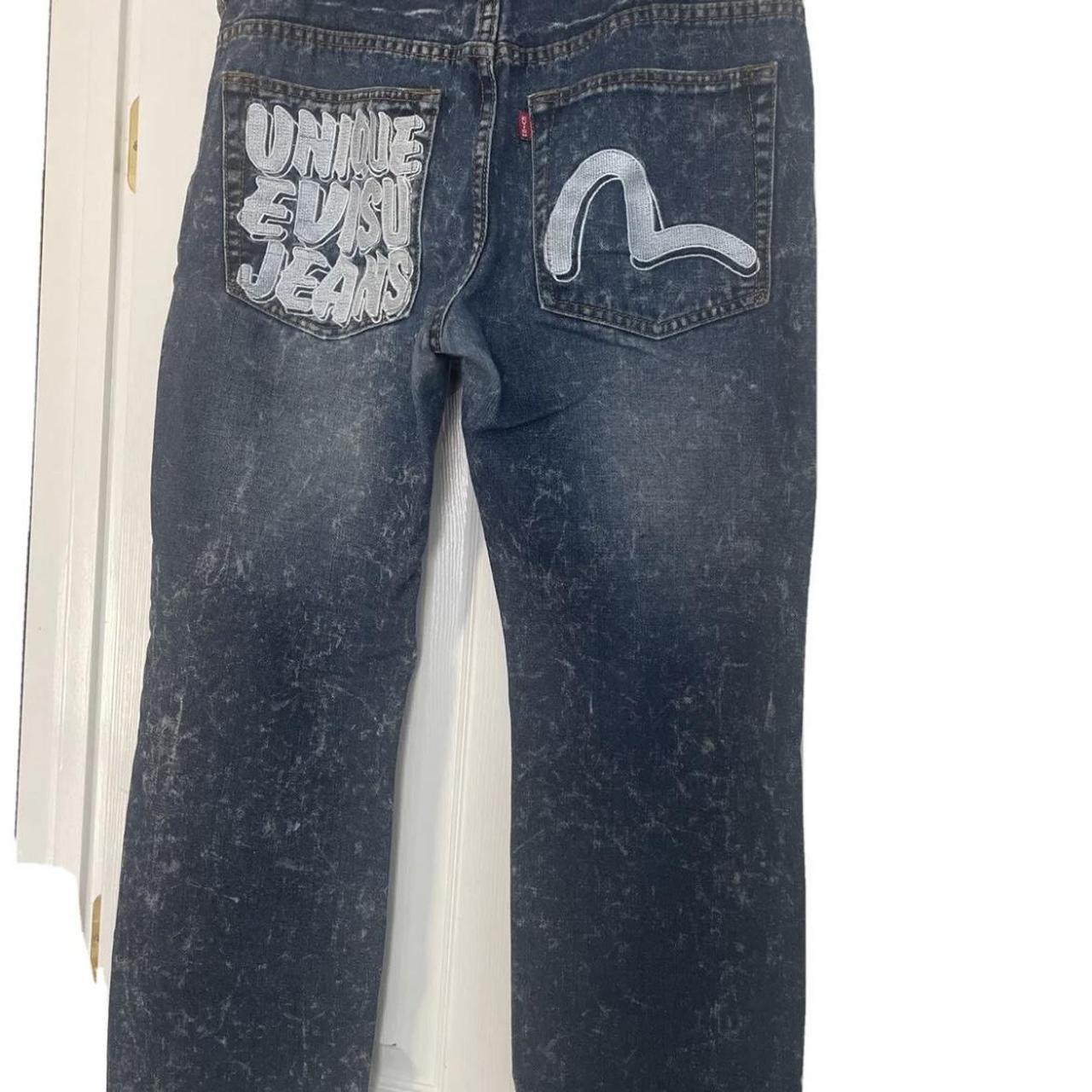 Evisu denim with a acid wash effect. Very dope....