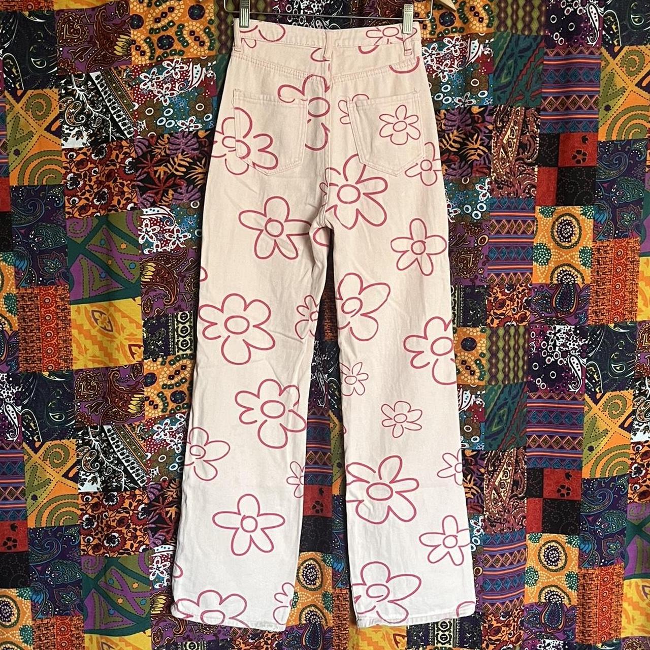 Dark Pink Women's Pink and White Trousers (2)