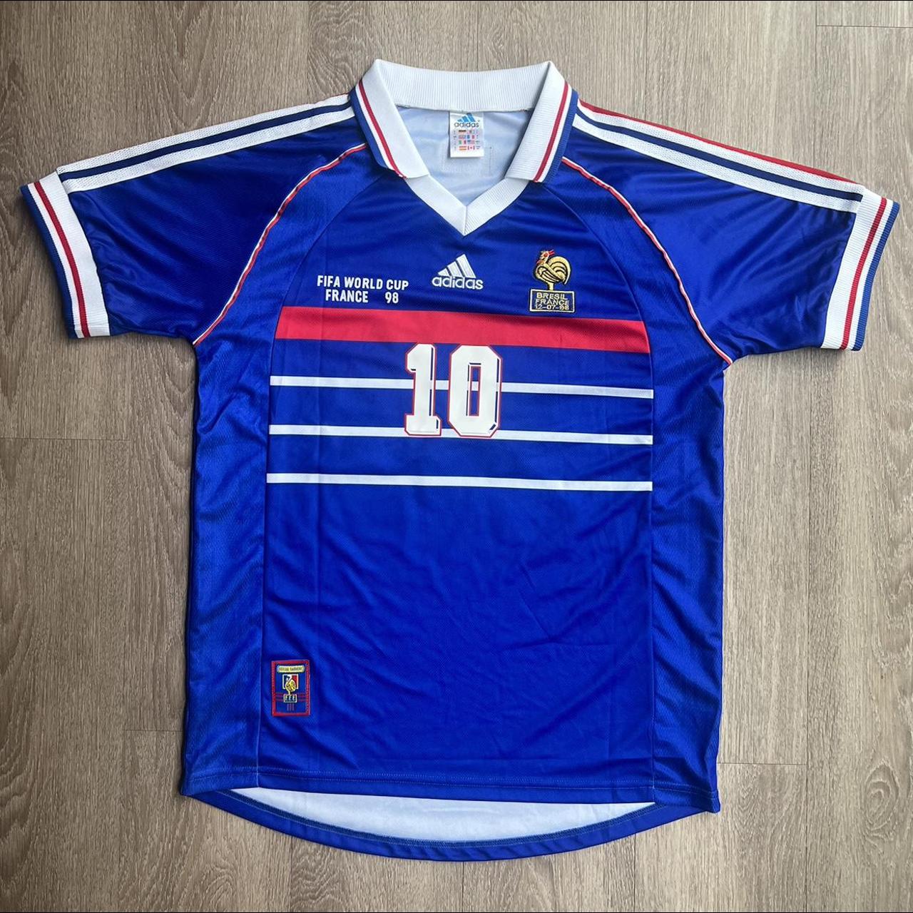 Vintage Adidas 1998 France Home Kit Zidane #10 on... - Depop