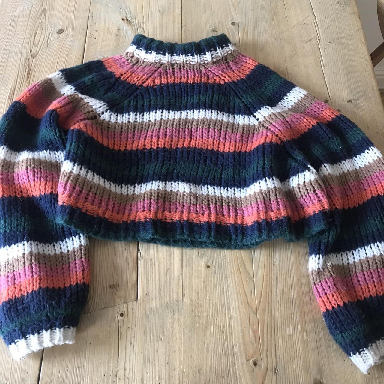 Zara jumper with chunky knit and ribbon tie back.... Depop