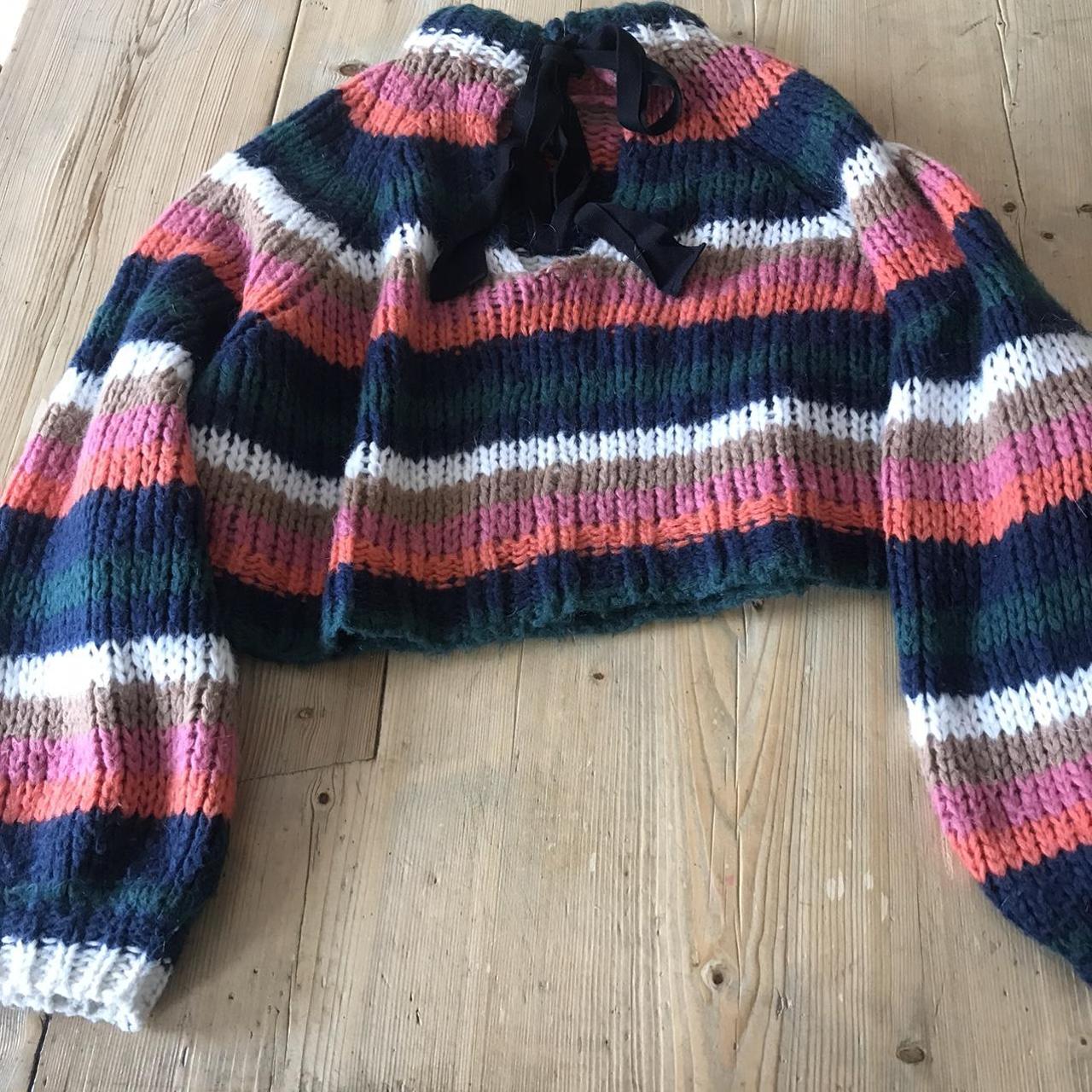 Zara jumper with chunky knit and ribbon tie back.... Depop