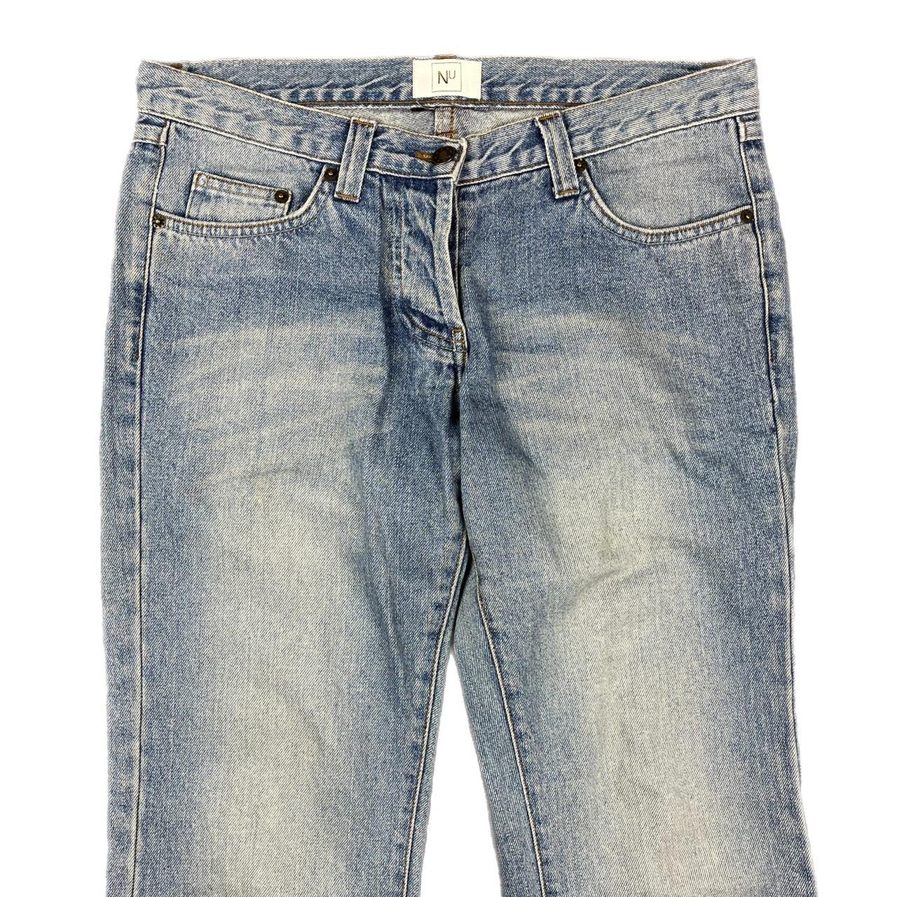 Vintage 90s/Y2K bleach wash flared jeans. Features... - Depop