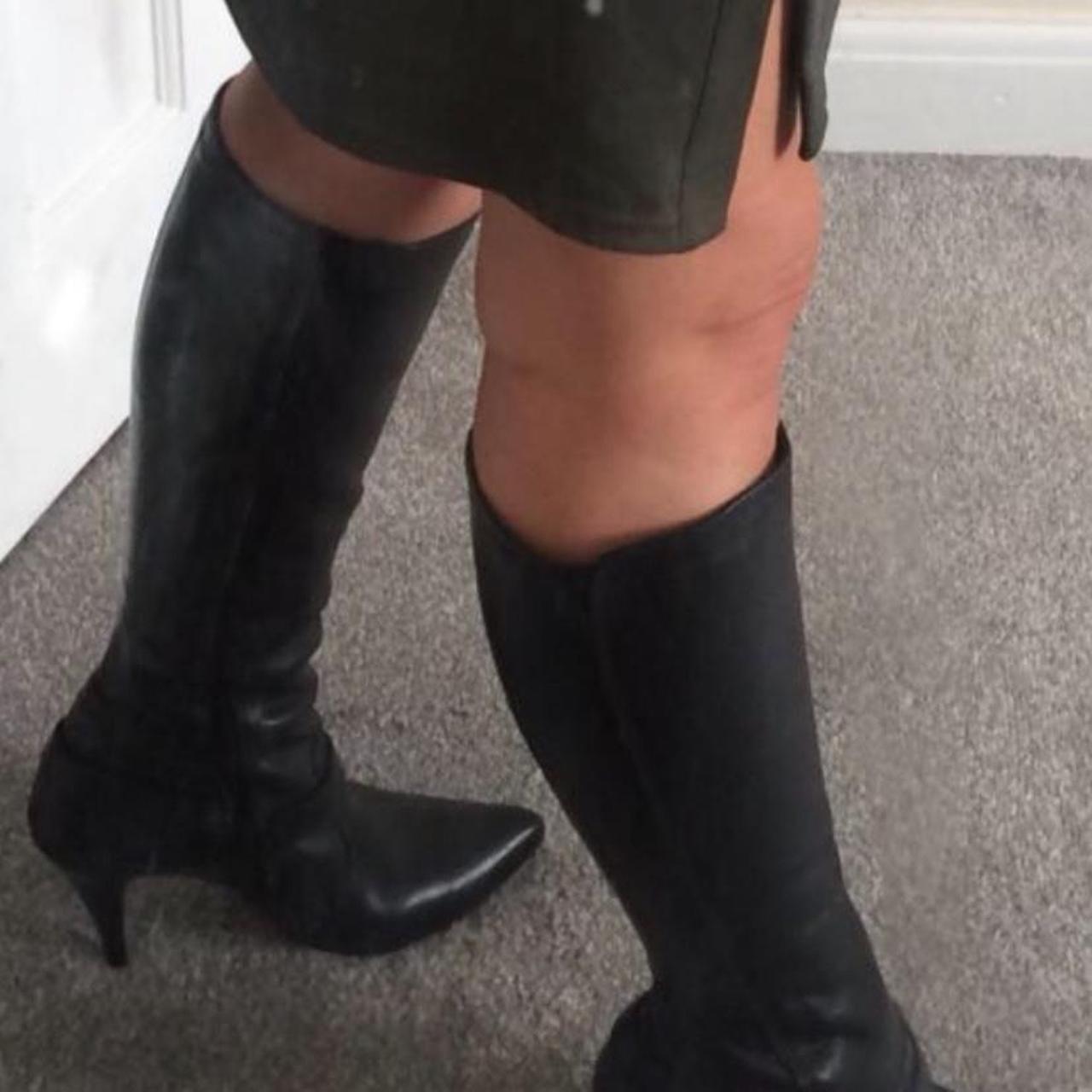 Black knee high boots 3 inch heel best sale