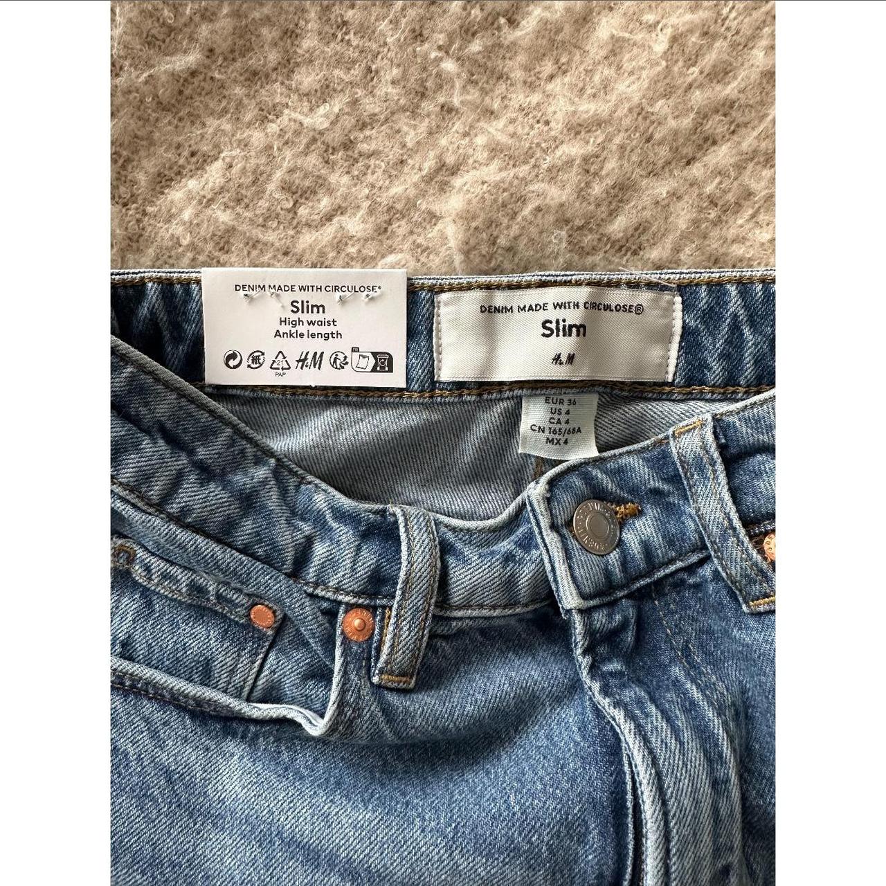 H&M blue slim high waist ankle length jeans • Size 8... - Depop