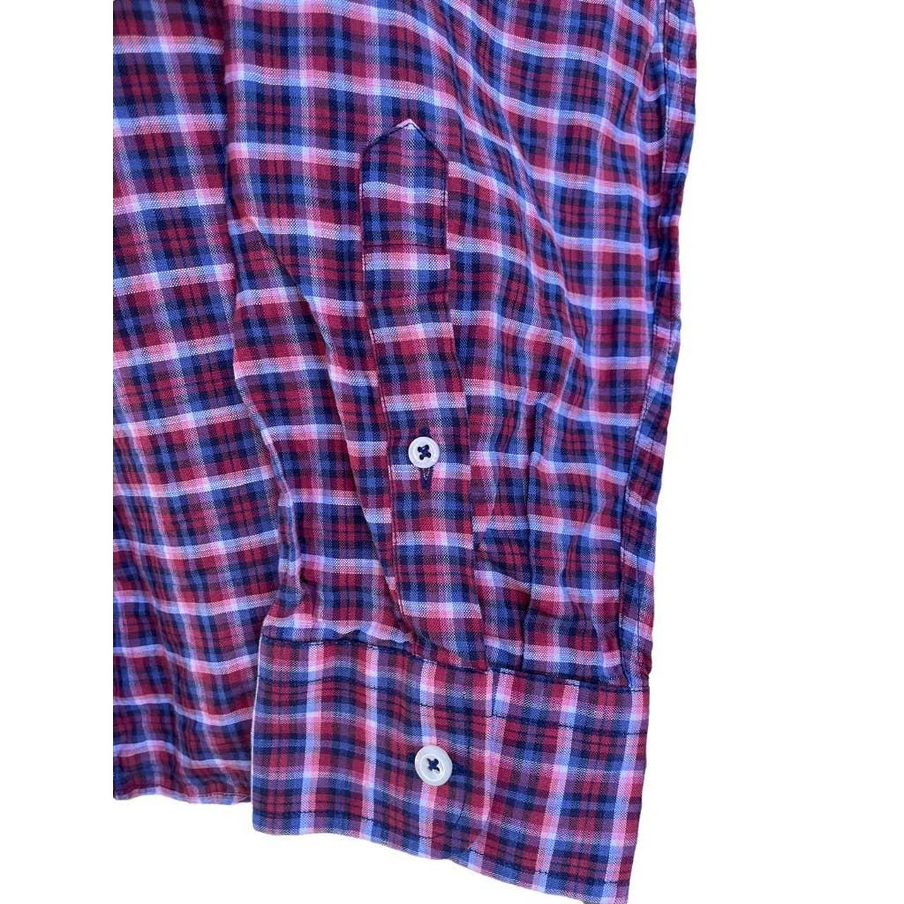 Billy Reid Men s Blue Plaid Button Front Long Sleeve Depop