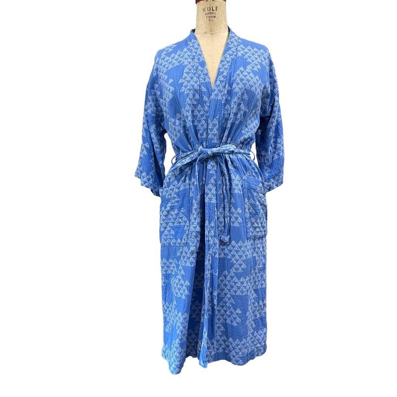 Ikea Womens Robe Blue Geometric Triangle Pattern... Depop