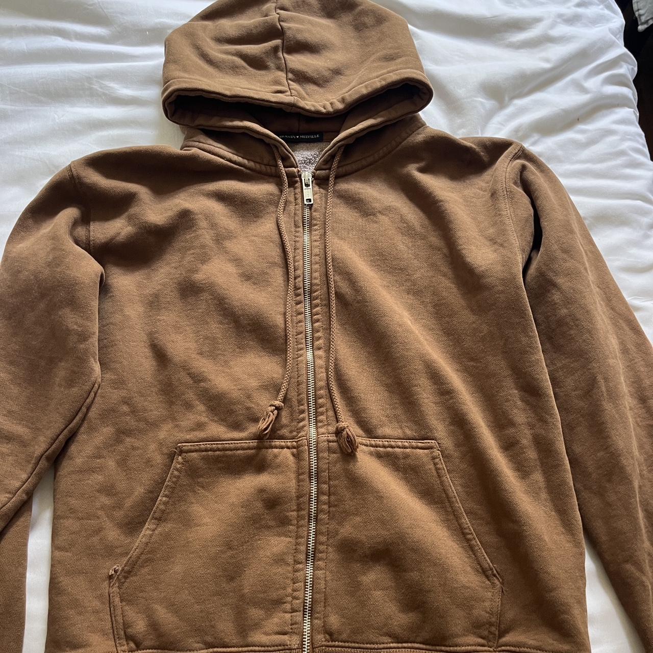 Brandy Melville brown zip up size s/m ( fits a... Depop