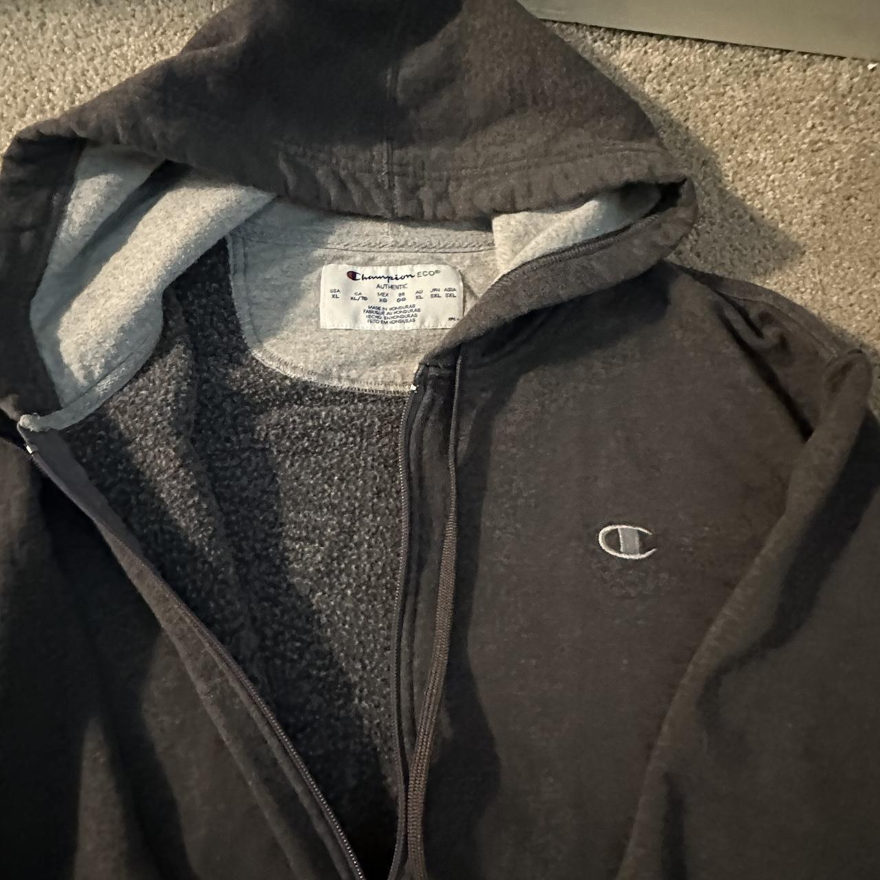 dark grey champion zip up hoodie #champion #zipup... - Depop