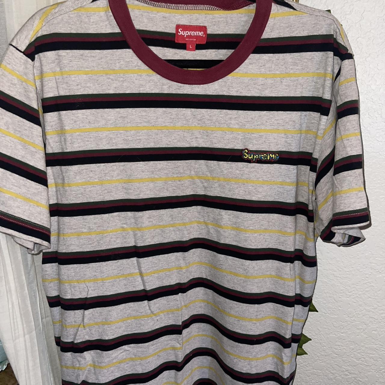 Supreme Shirt -size L -supreme heather stripe... - Depop