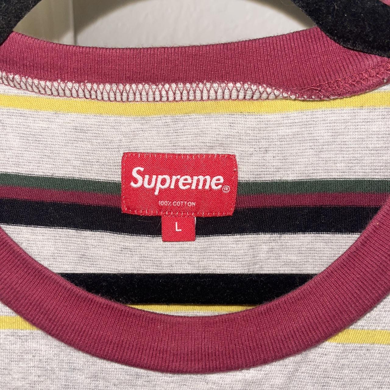 Supreme Shirt -size L -supreme heather stripe... - Depop