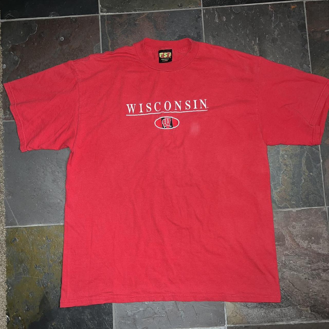 Vintage 90s Wisconsin Badgers Embroidered Red T...