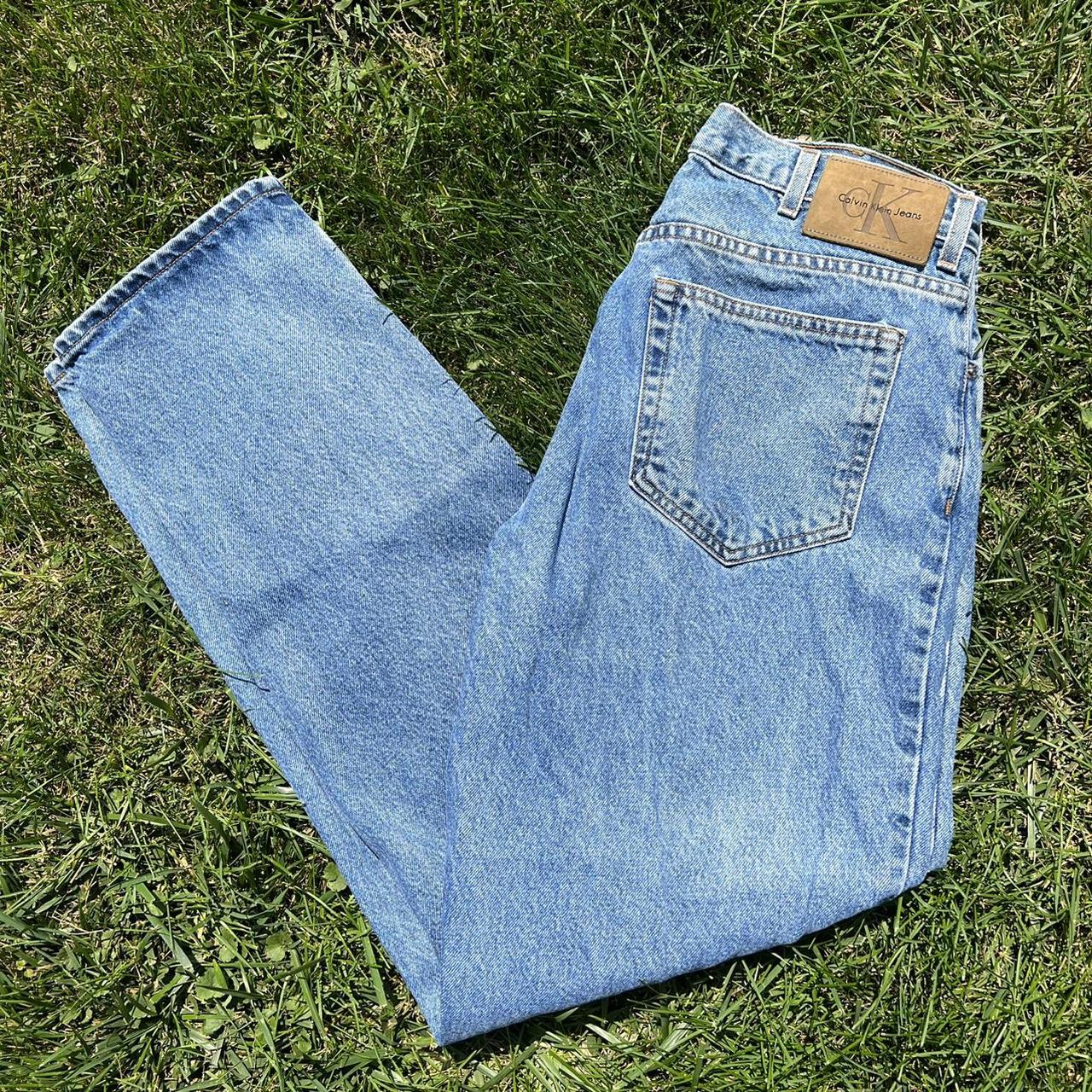 Vintage 90s Calvin Klein Blue Denim Jeans size 36,... - Depop