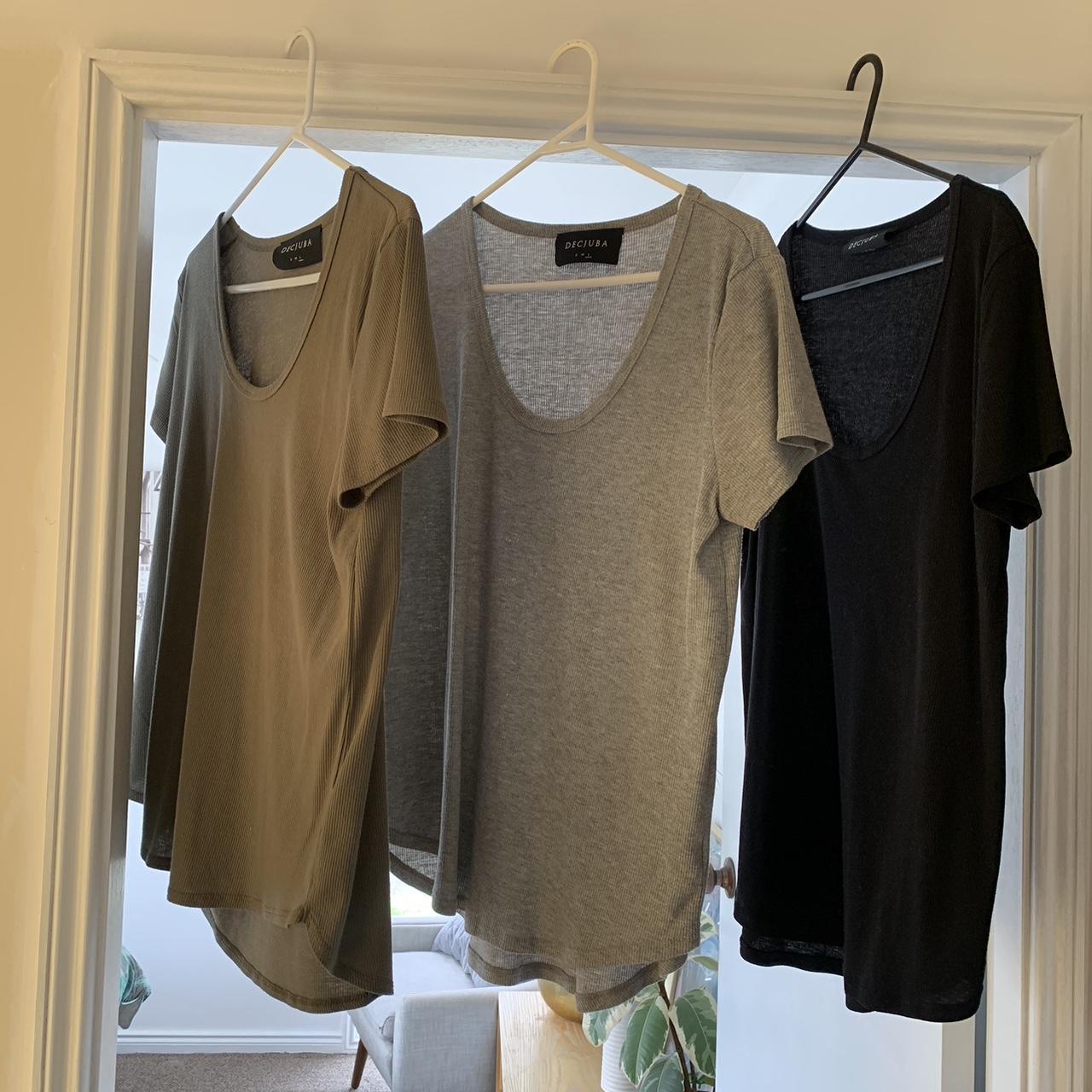 Decjuba t-shirts, grey, olive and black. Size L,... - Depop