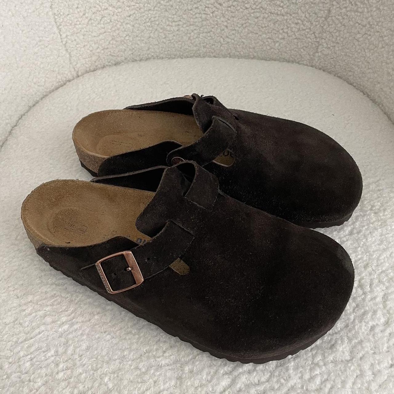 Mocha Boston Suede Leather Birkenstocks 