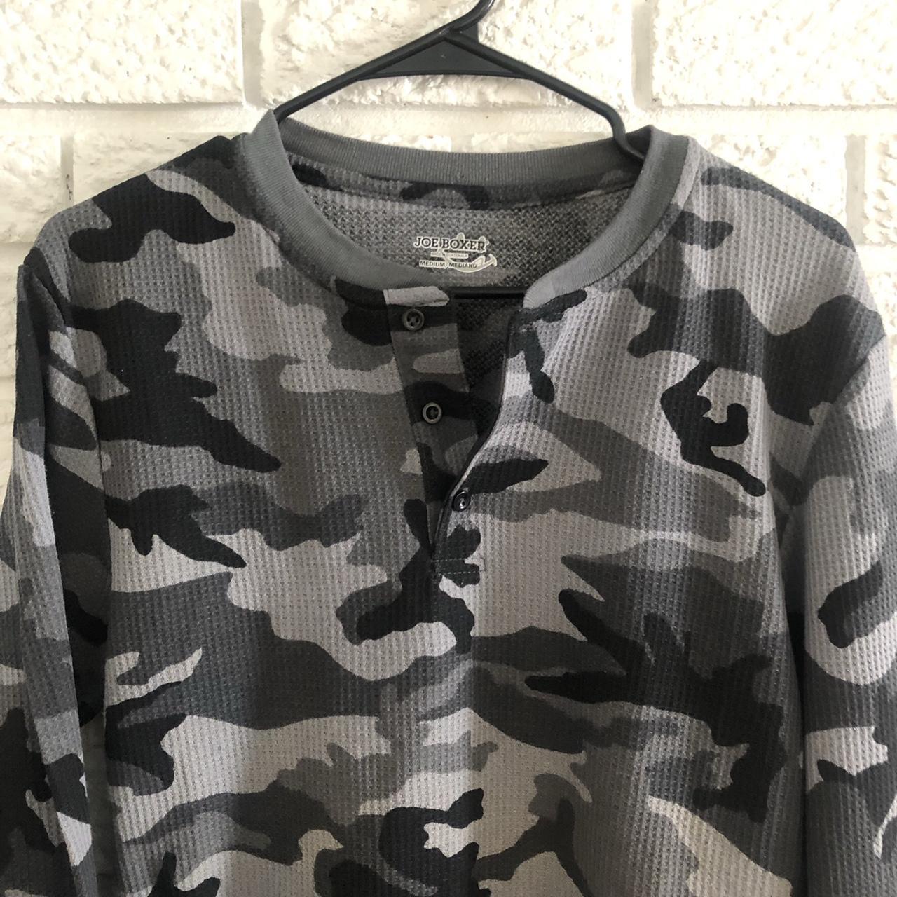 y2k camo thermal long sleeve shirt like new, size... Depop