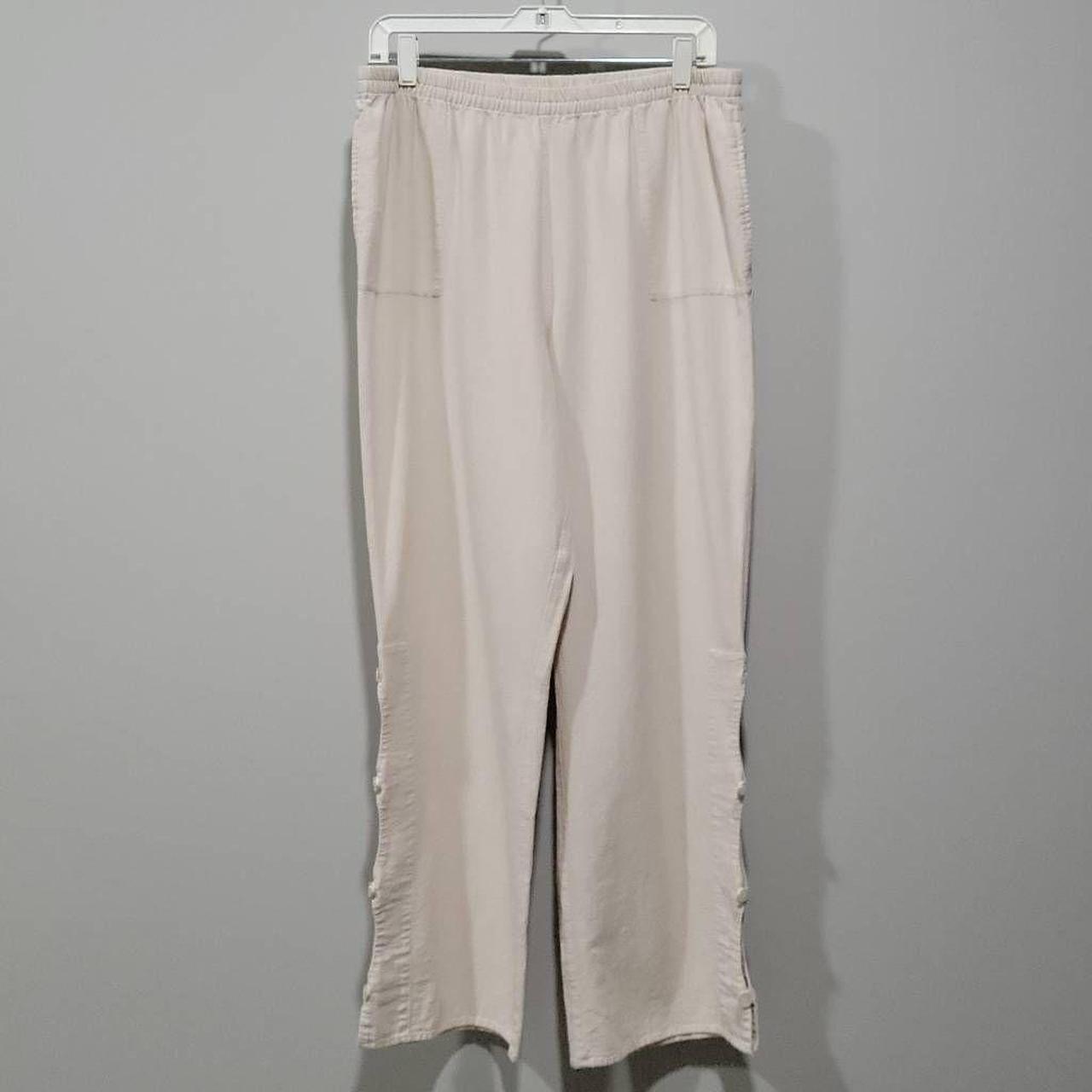 Soft Surroundings Pants Women's Size XL White Wide Leg Side