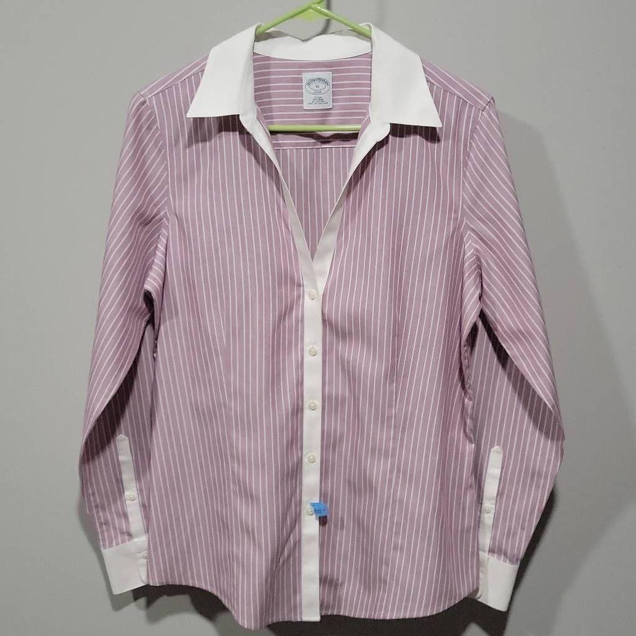 Brooks Brothers 346 Women's Purple White Pin Stripe... - Depop