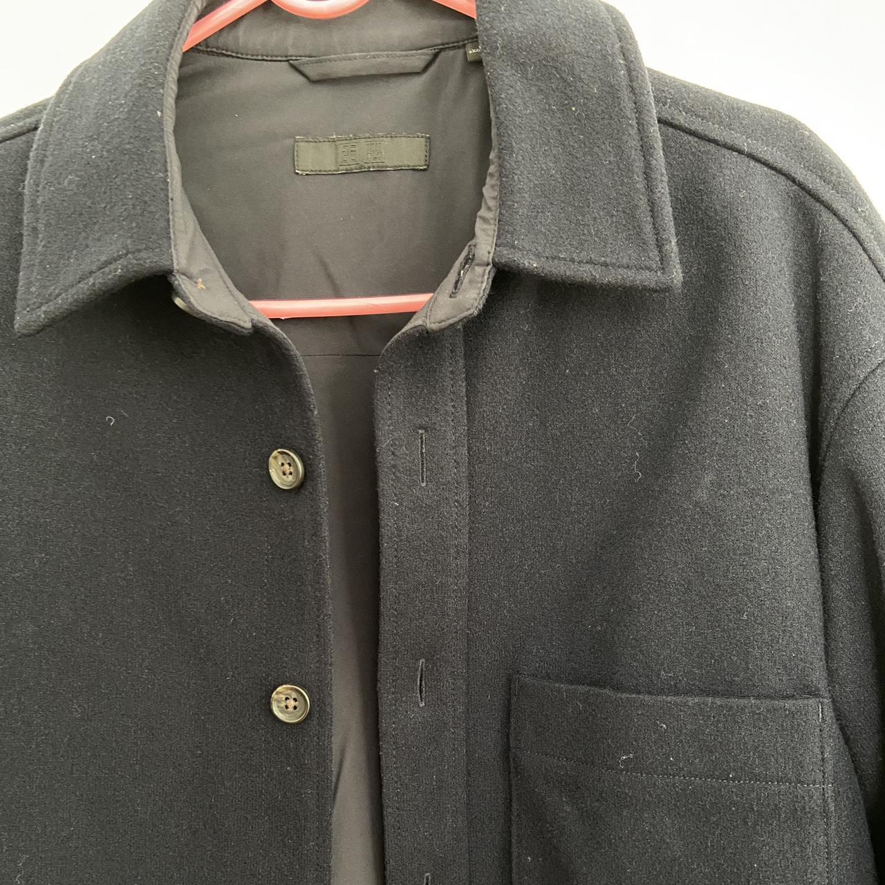 Uniqlo U Mens Navy Wool Shirt Jacket - Depop