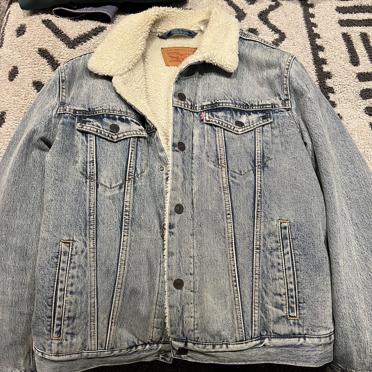 Levi Strauss Denim Sherpa Trucker Jacket Perfect... - Depop