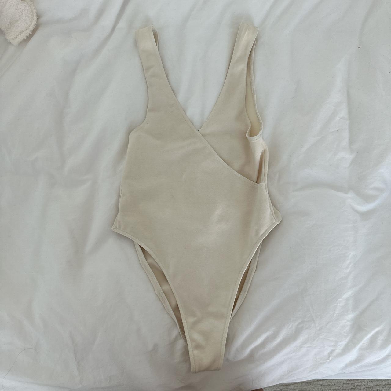 Women's Cream Bodysuit Depop