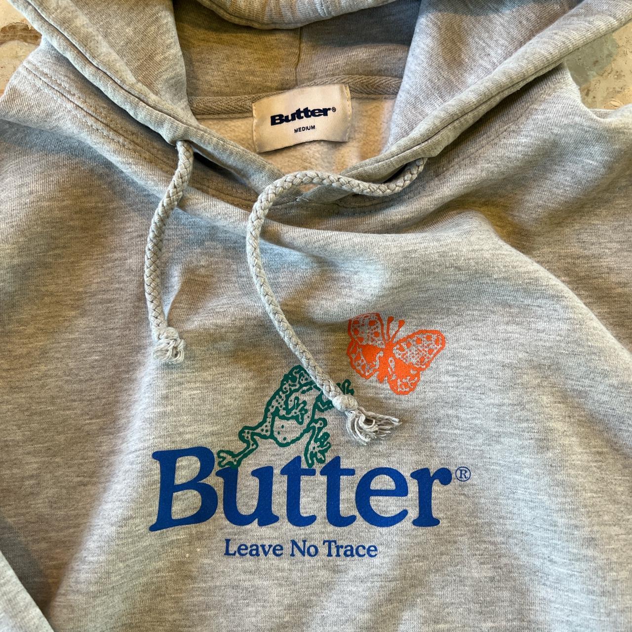 Butter Goods Men's Blue and Grey Hoodie Depop