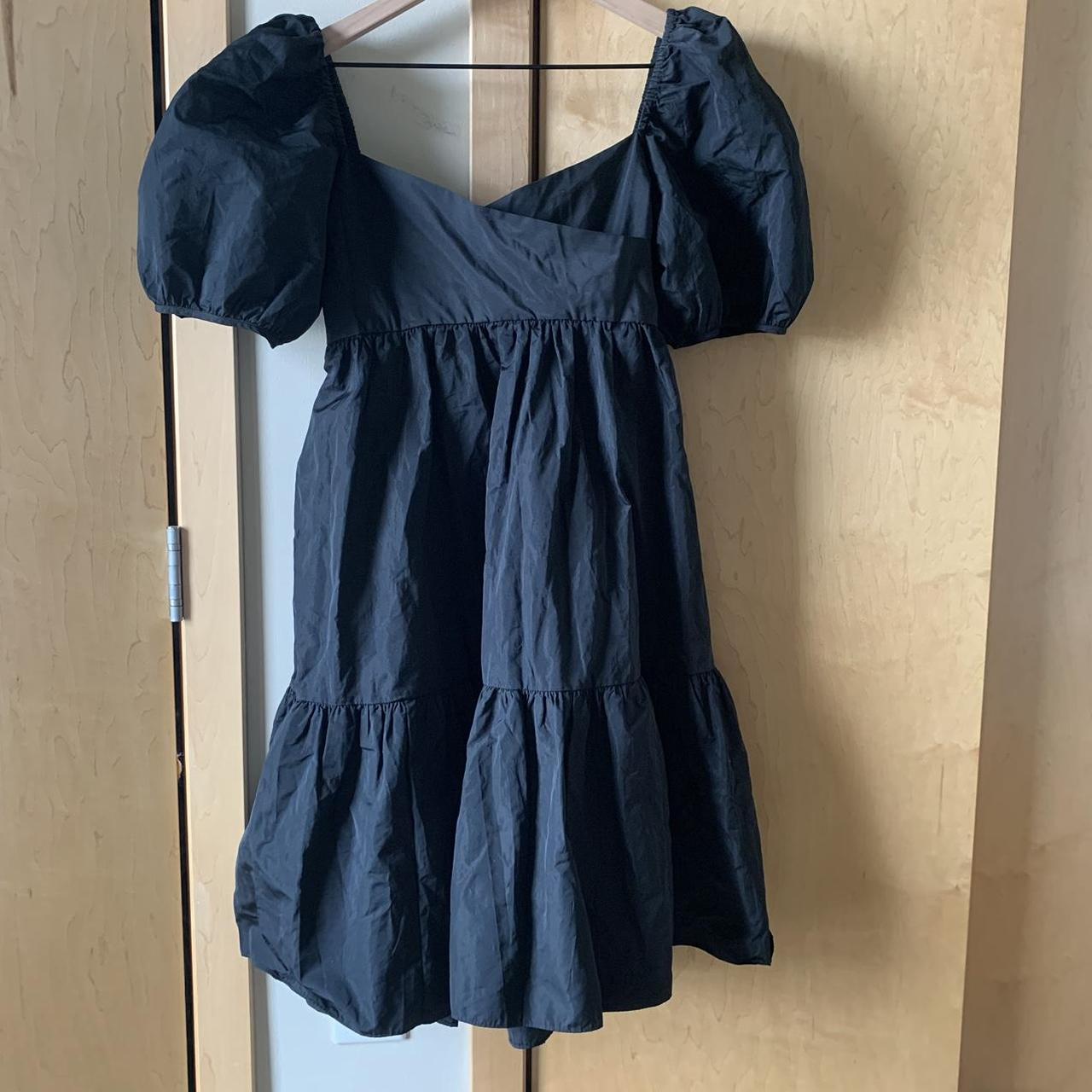 Black Wilfred puff sleeved mini dress Tie back... - Depop