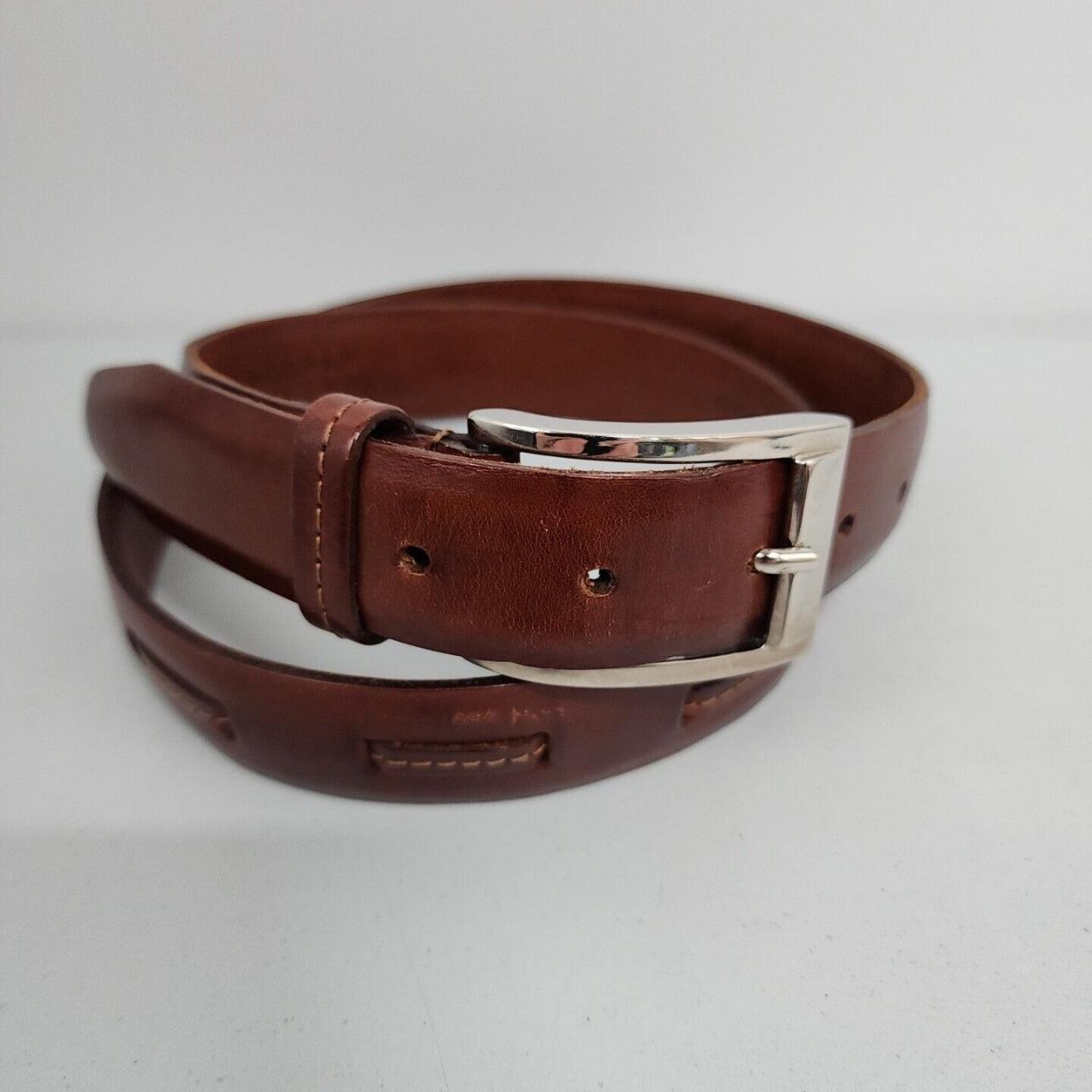 Size 34 Italian Leather MENS Belt Brown HAROLD