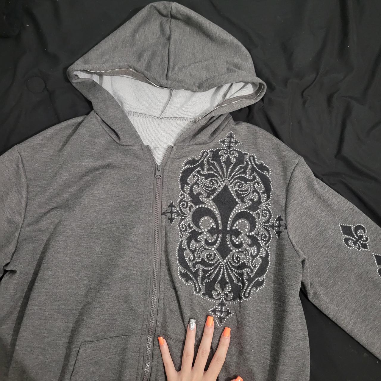 Rhinestone zip-hoodie - Depop