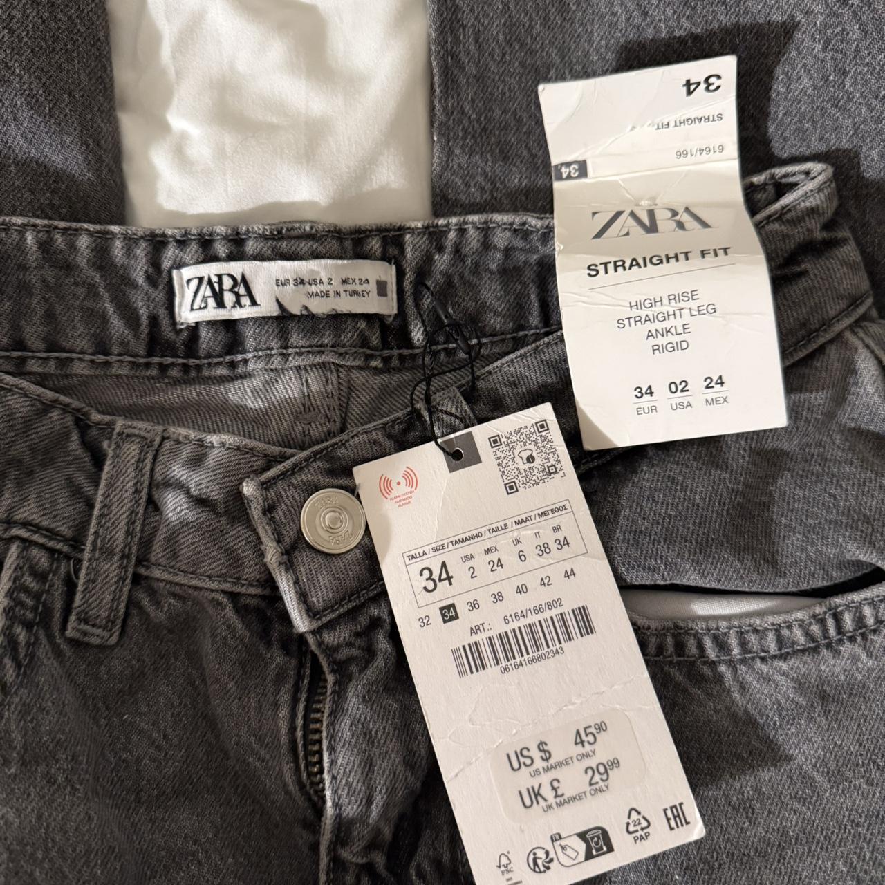 Zara high rise wide leg black ripped jeans. Size 2 | Depop