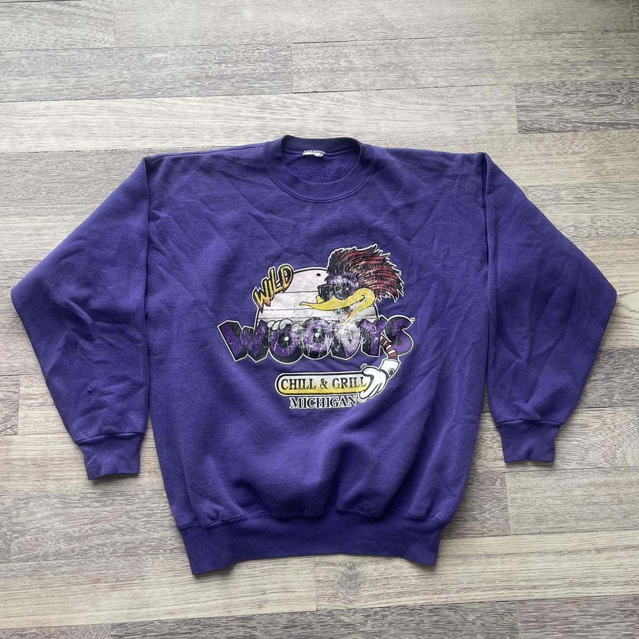 Vintage 90s Wild Woodys purple crew neck sweatshirt.... - Depop