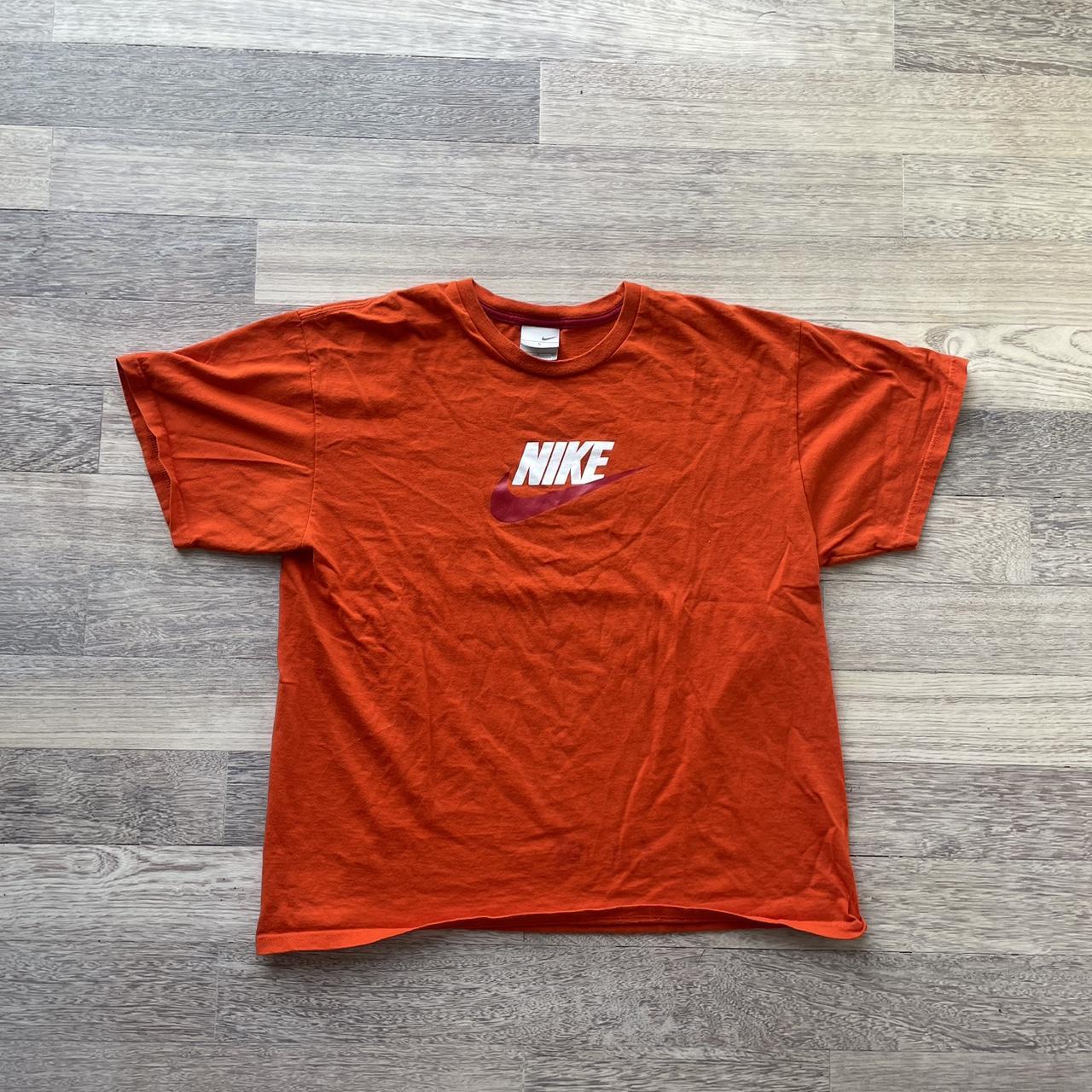 Nike Men's Orange and White T-shirt | Depop