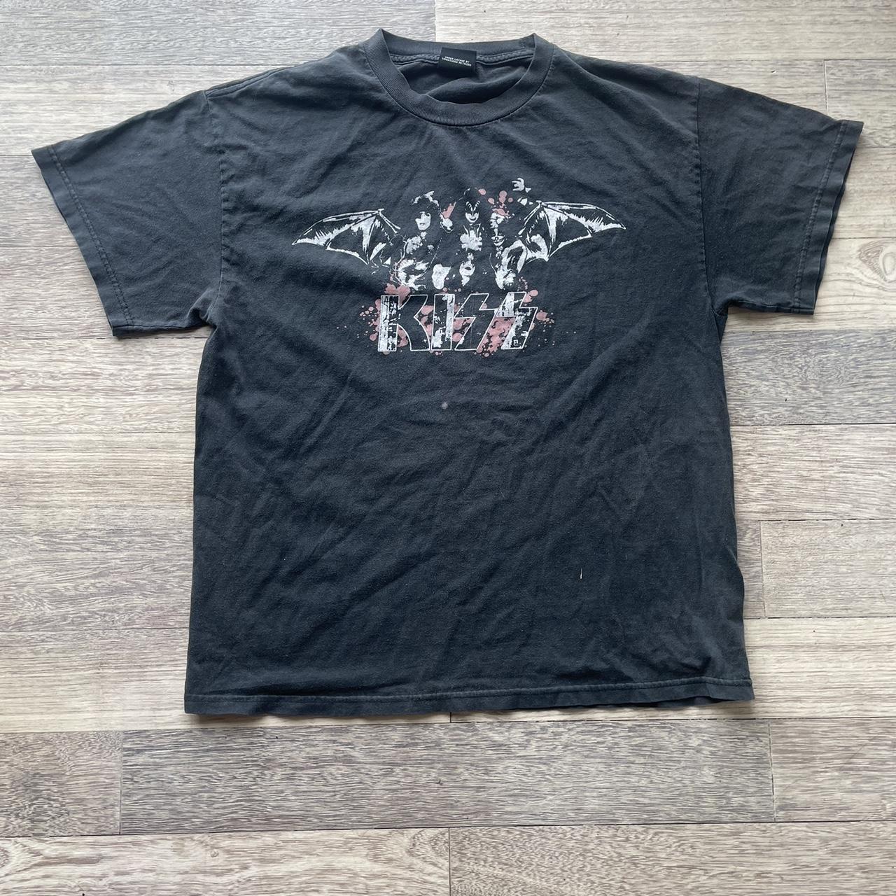 Vintage y2k faded black double sided Kiss band t shirt. - Depop