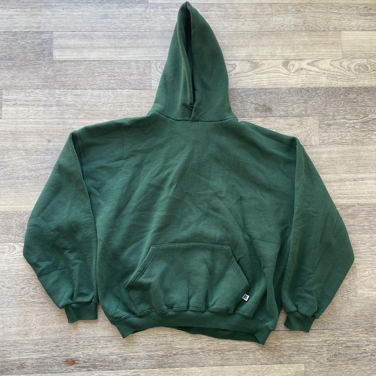 Vintage 90s forrest green Russell Athletic hoodie.... - Depop