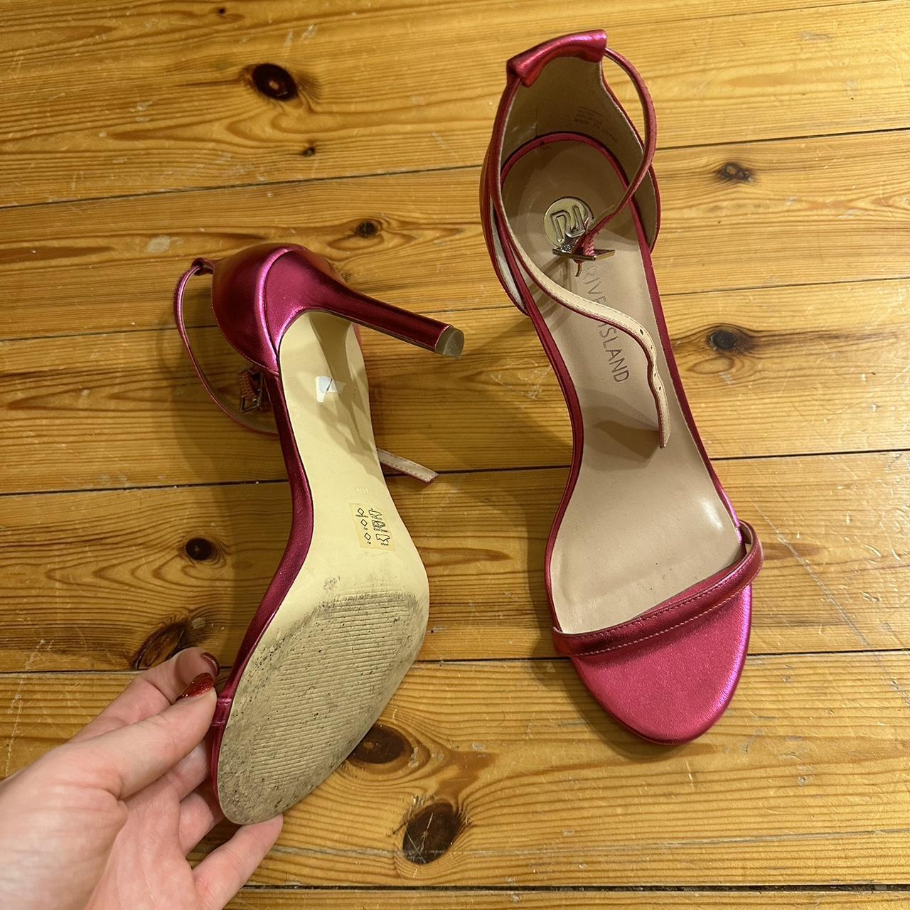 Metallic pink river island heels Worn once Depop