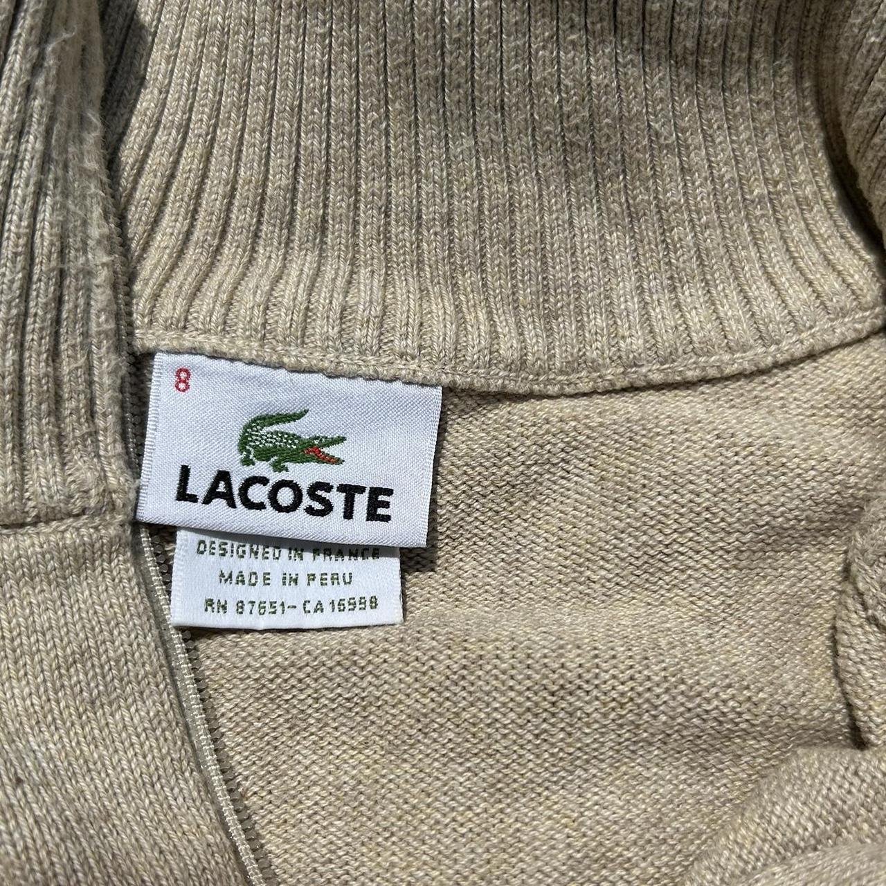 Cream/Tan Lacoste quarter zip sweater #lacoste... - Depop