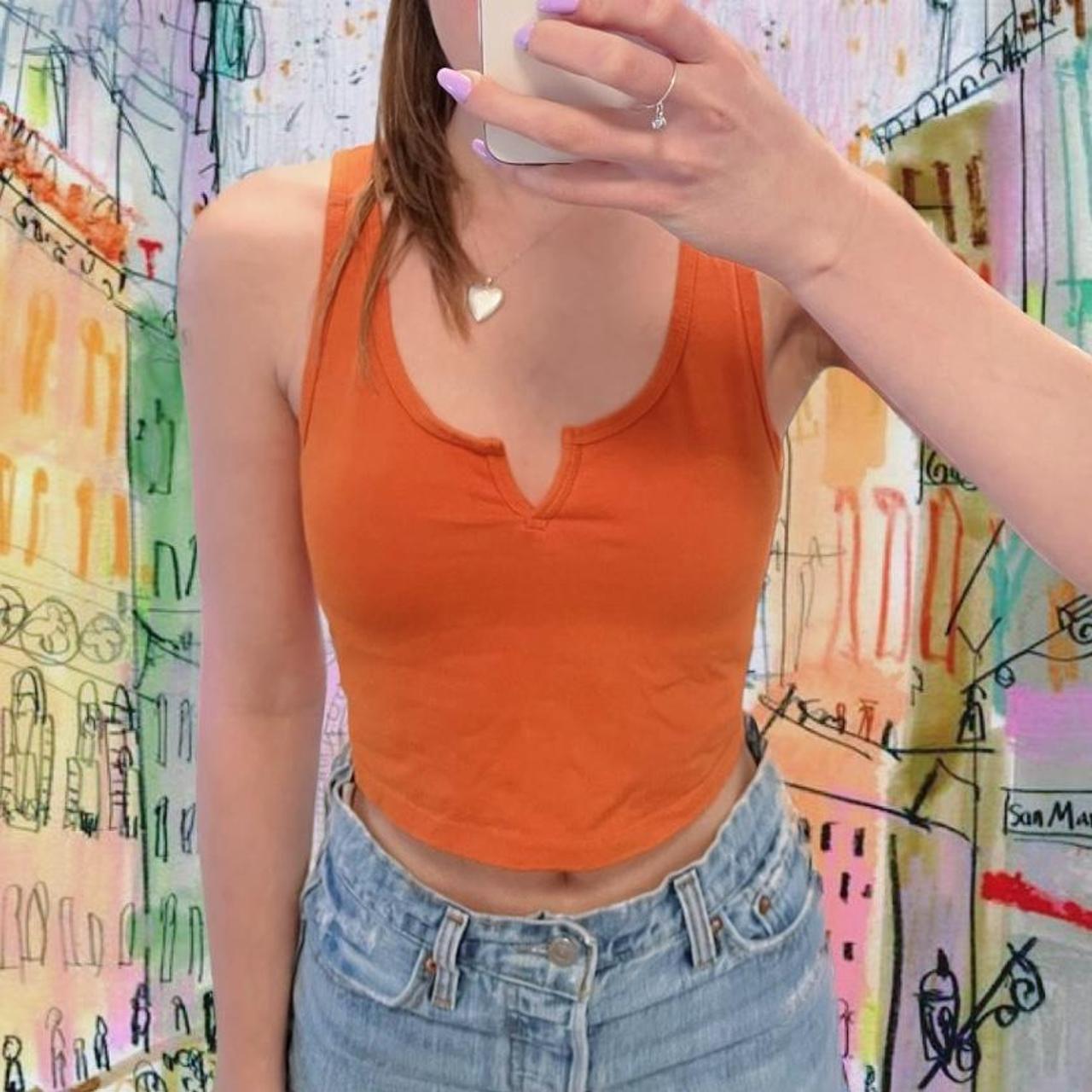Wild Fable Women's Orange Crop-top | Depop