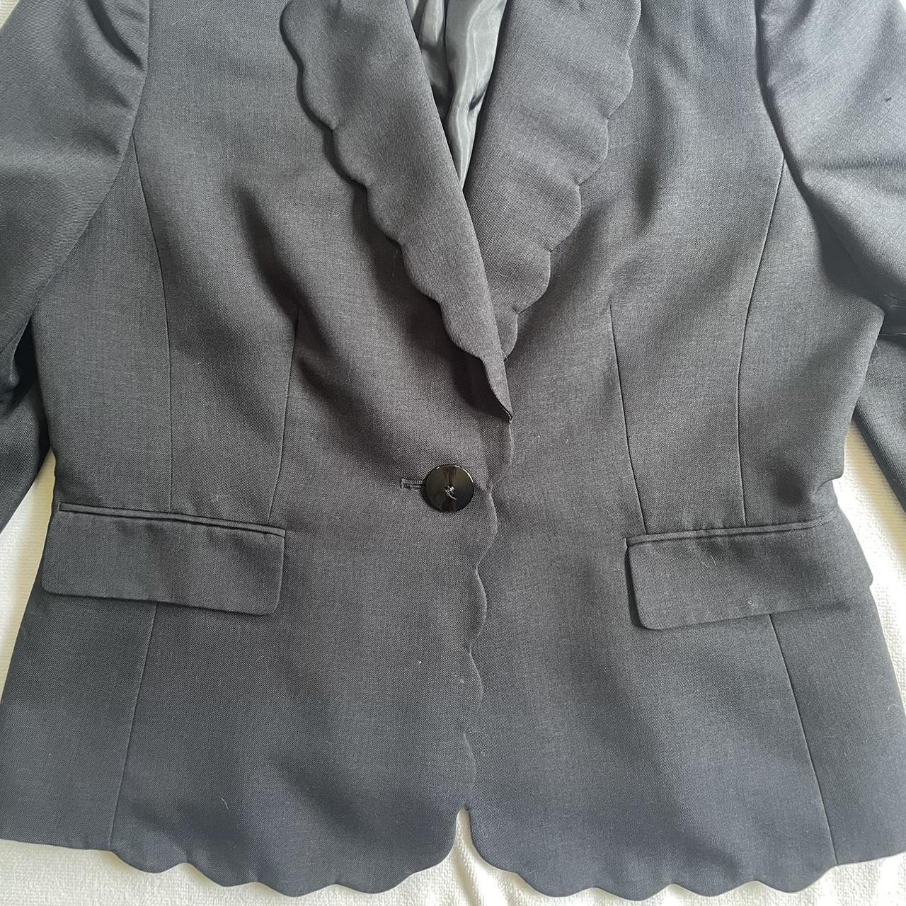 Navy/Dark blue blazer with scalloped detail. Size 8/M - Depop