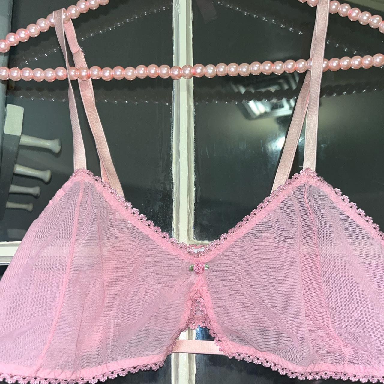 Coquette ballerina barbie pink sheer bralette by... - Depop