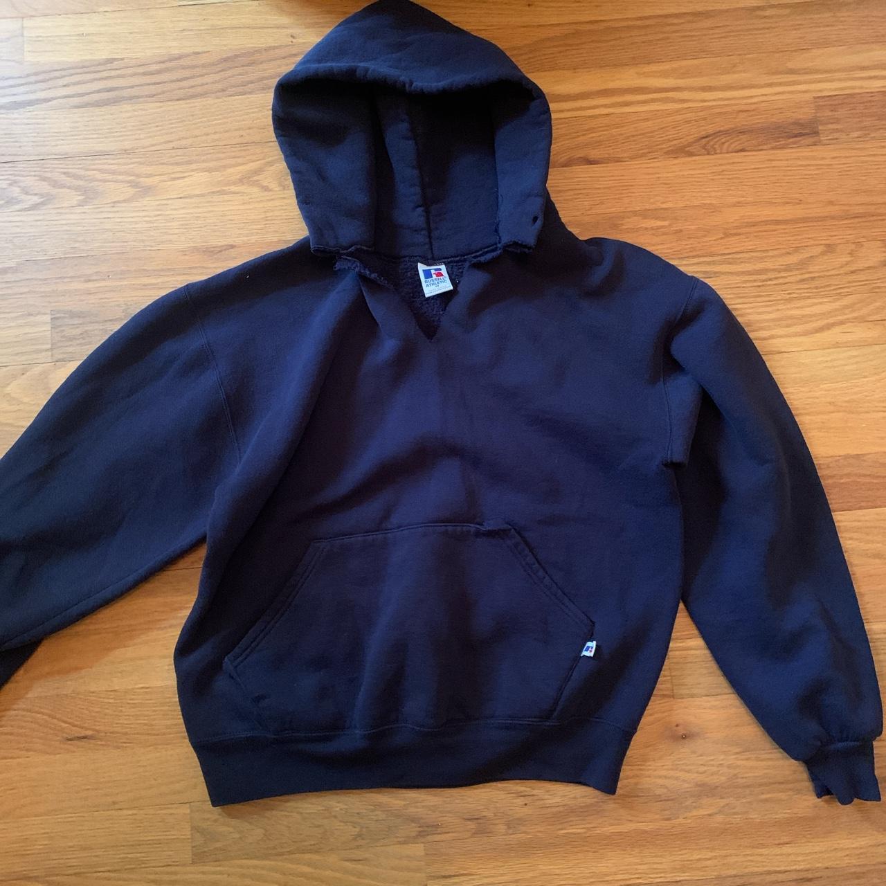 Russell Athletic Men's Navy and Blue Hoodie | Depop