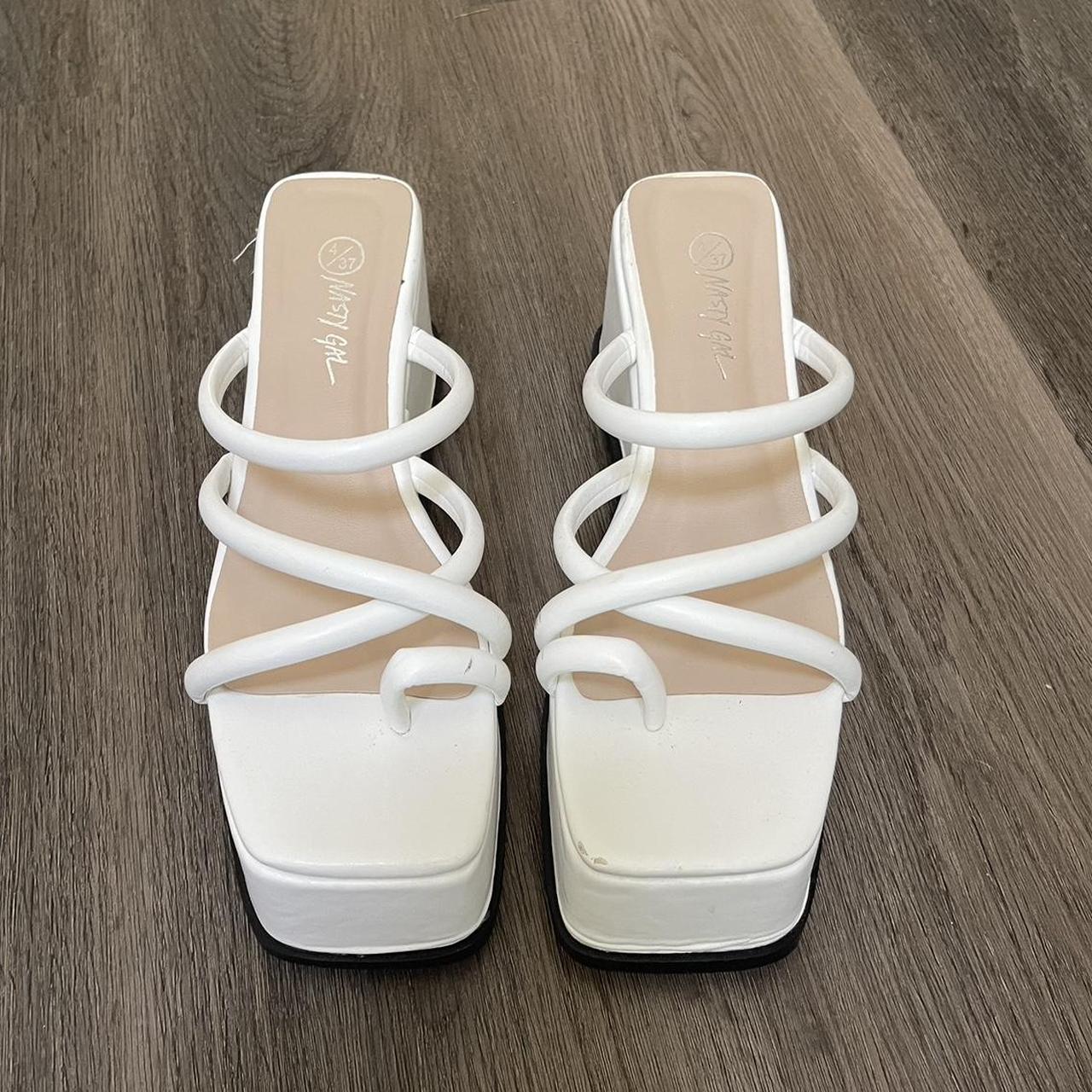 Nasty Gal White Chunky Platform Sandals Worn a few... - Depop