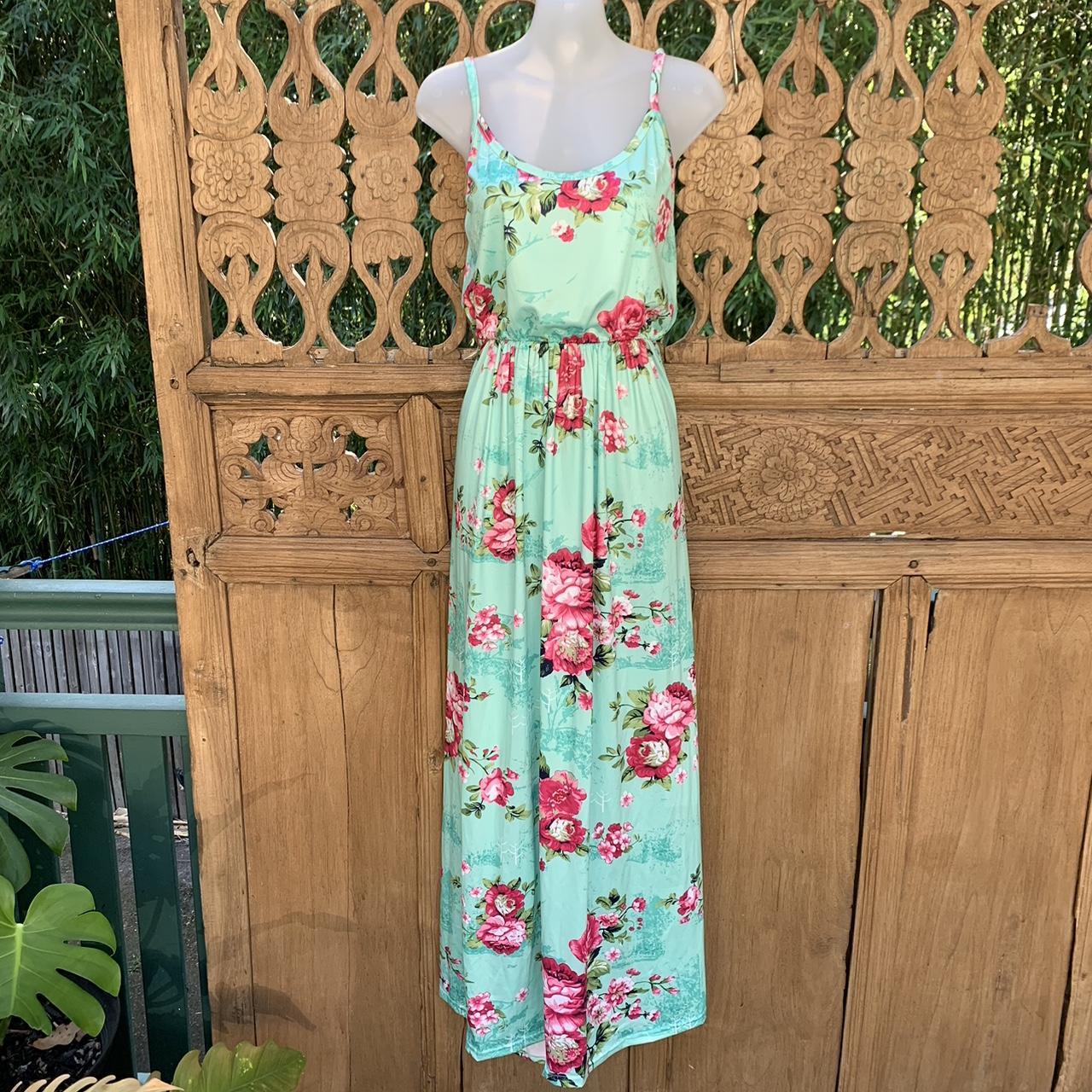 Women's Green and Pink Dress | Depop